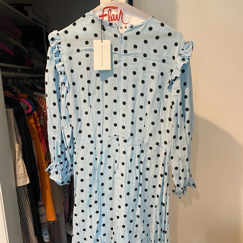 NWT Faithfull the Brand Edwina Mini Dress in Sylvie Dot Blue